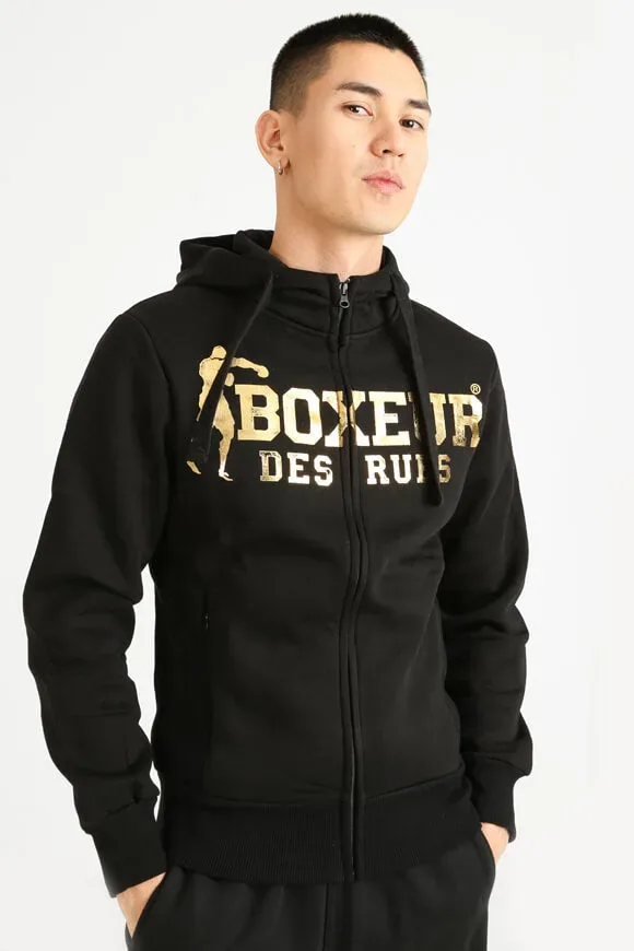Boxeur des Rues Kapuzensweatjacke - Schwarz + Goldfarbe XS Herren