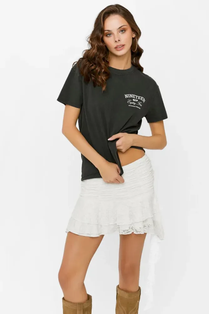 Tally Weijl Spitzen Minirock mit Innenshorts - White S Damen