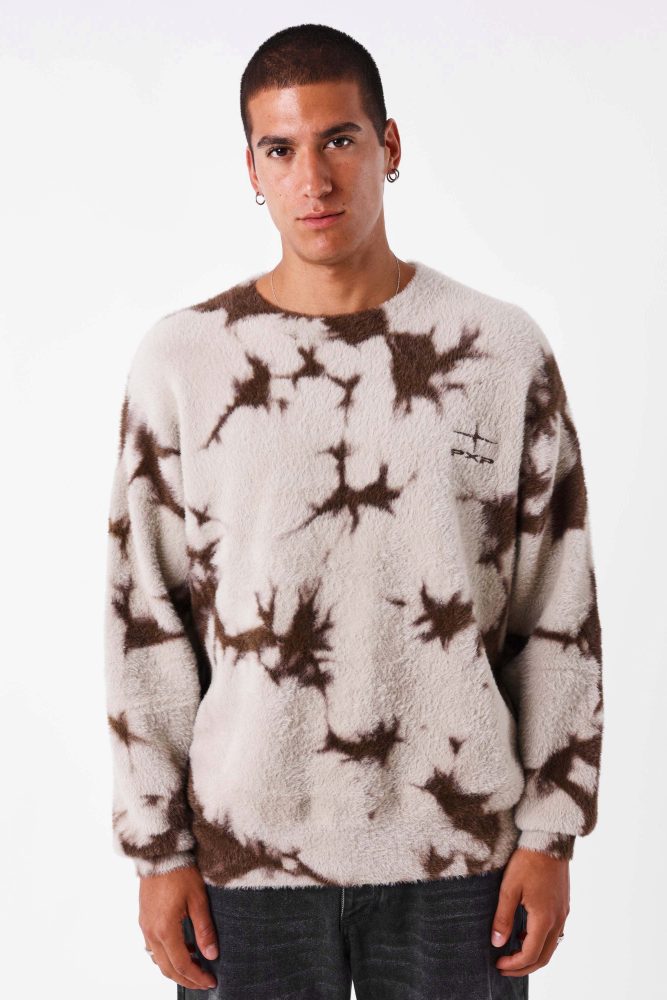 Project X Paris Hairy Strickpullover - Stone + Brown L Herren
