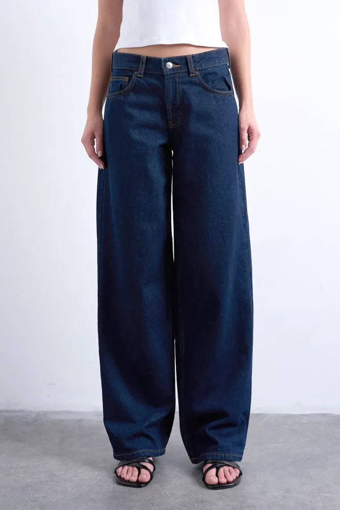TOPSHOP TSCINCH Wide Leg Jeans L32 - Dark Blue Denim 26/32 Damen
