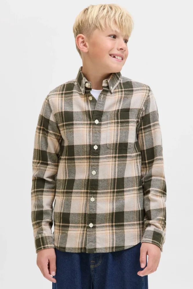 Jack & Jones Junior JPRBLUBROOK Karohemd - Peat 152 Kids
