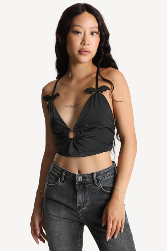 Banned Crop Trägertop - Black S Damen