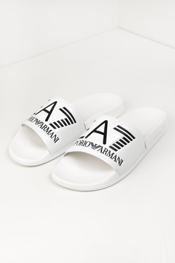 EA7 Emporio Armani Pantoletten - Weiss + Schwarz EU42 Herren