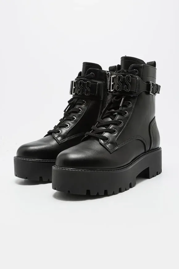 Guess Vaires Plateau Schnürstiefelette - Black EU38 Damen