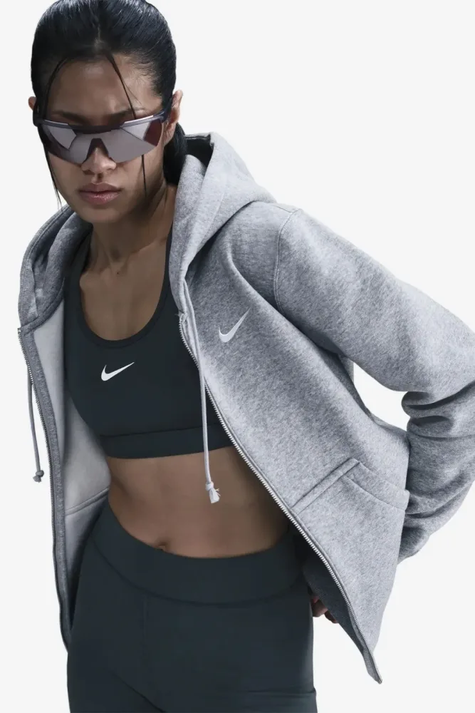 Nike Phoenix Fleece Kapuzensweatjacke - Grey Heather XS Damen