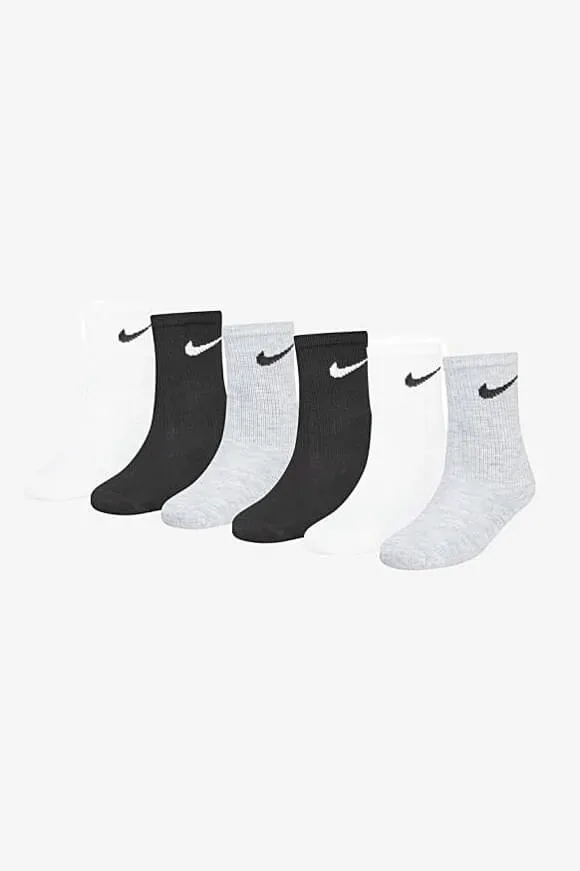 Nike Sechserpack Kids Socken - White + Grey + Black EU27-35