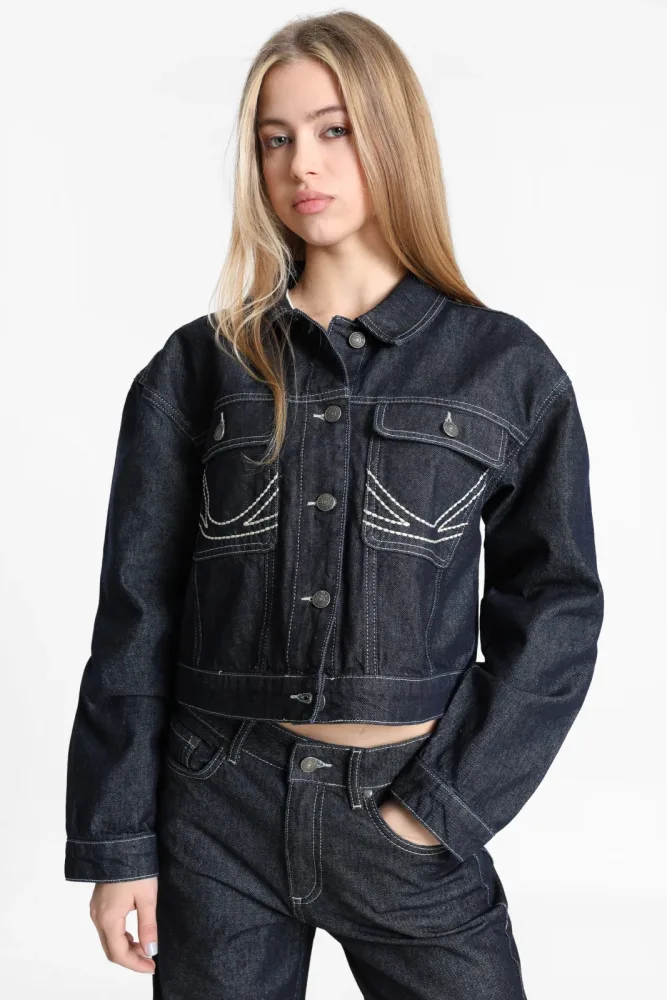 Karl Kani Crop Jeansjacke - Blue XS Damen