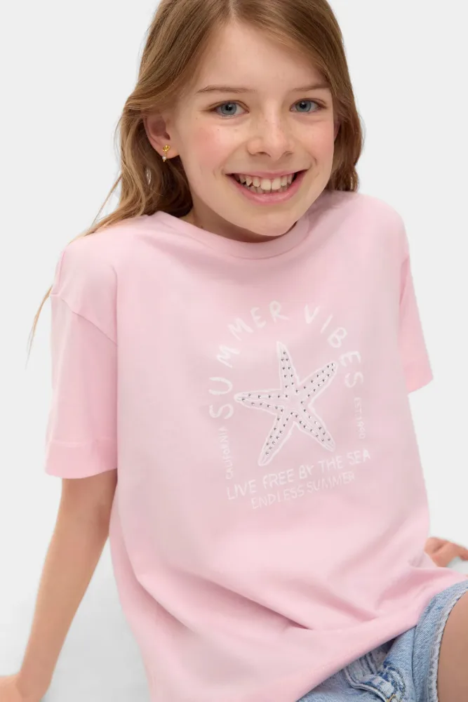 Vero Moda Girl VMPALMA T-Shirt - Pink 158-164 Kids