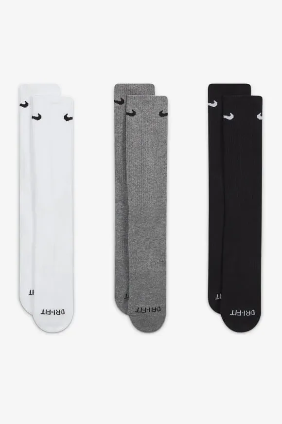 Nike Dreierpack Socken - White + Grey Heather + Black EU42-46