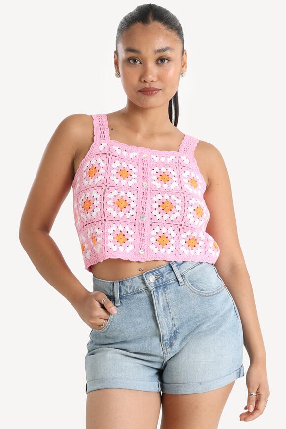 Only ONLAMARI Häkel Crop Top - Camellia Rose L Damen