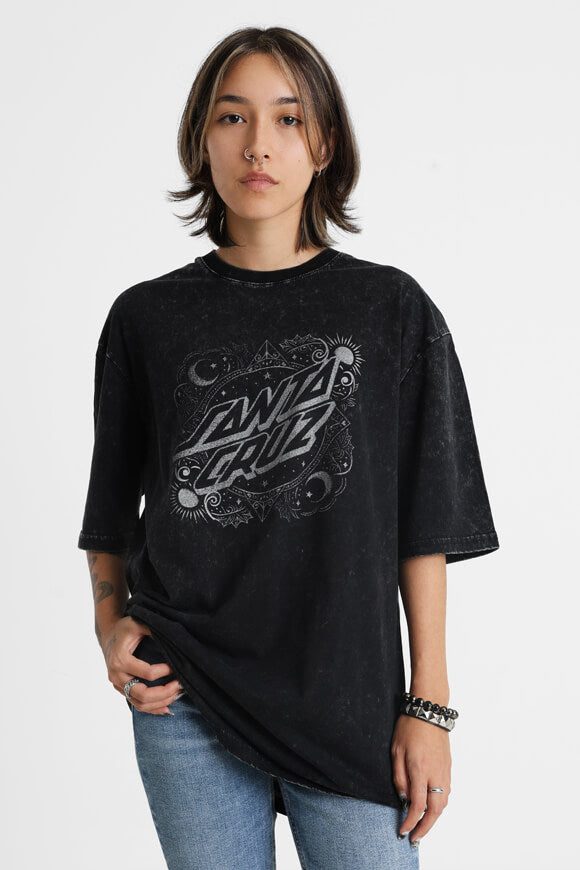 Santa Cruz Ornate Dot Oversize T-Shirt - Black Acid Wash M Damen