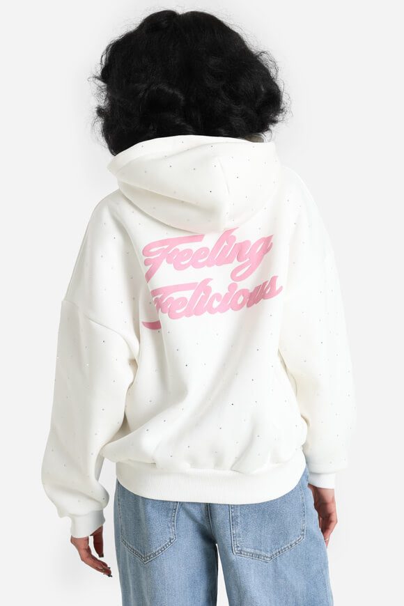 Felicious Kapuzensweatshirt mit Strass - Offwhite M Damen