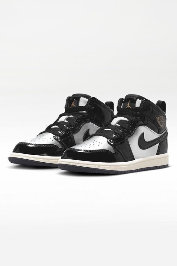 Jordan Jordan 1 Kids Sneaker - Black + Metallic Silver + Metallic Gold EU31