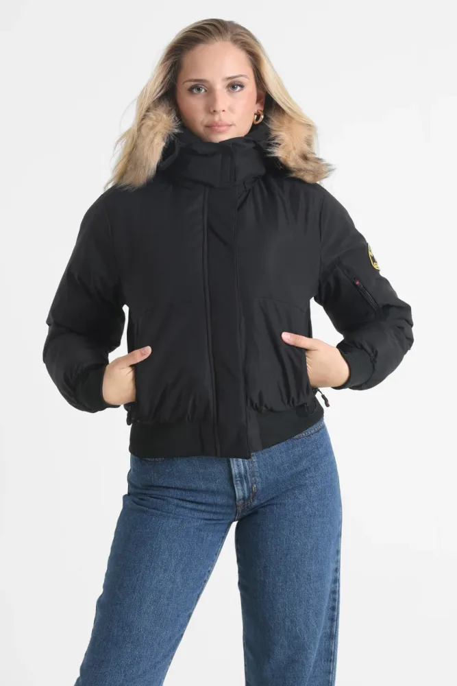 Zavetti Canada Olivia Wattierte Bomberjacke - Jet Black XS Damen