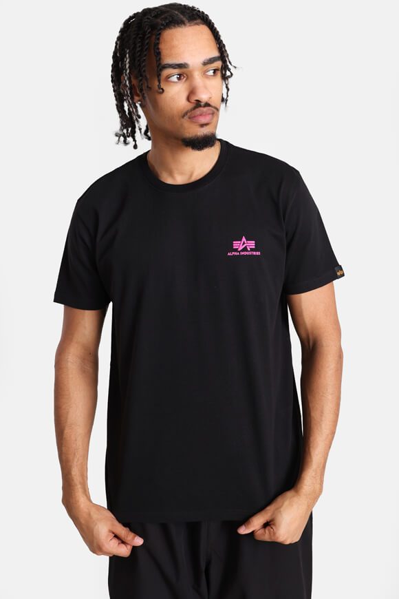 Alpha Industries T-Shirt - Black  + Magenta L Herren