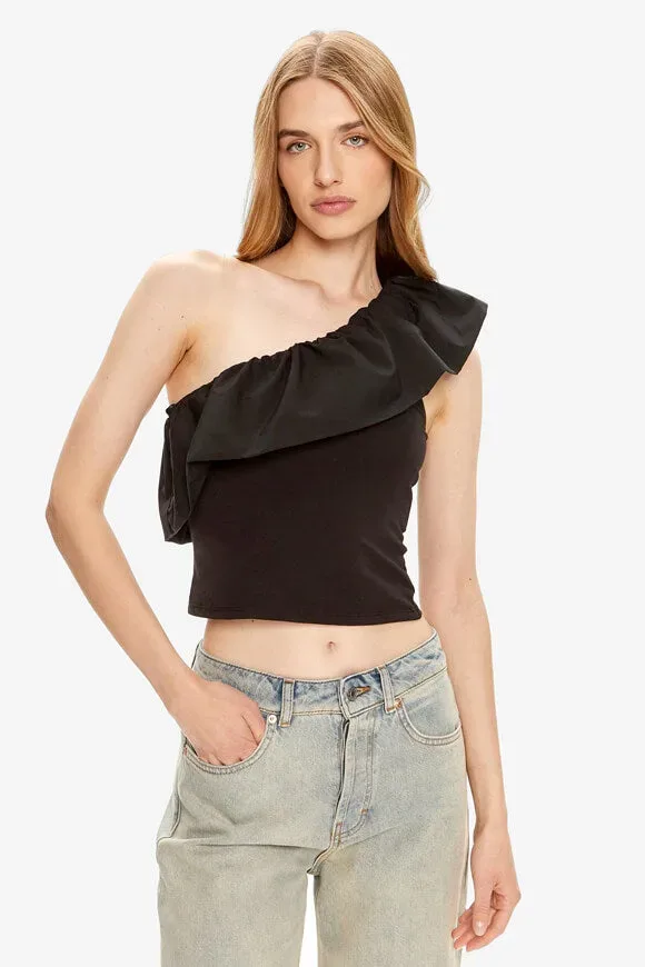 Only Soffy One Shoulder Crop Top - Black XS Damen