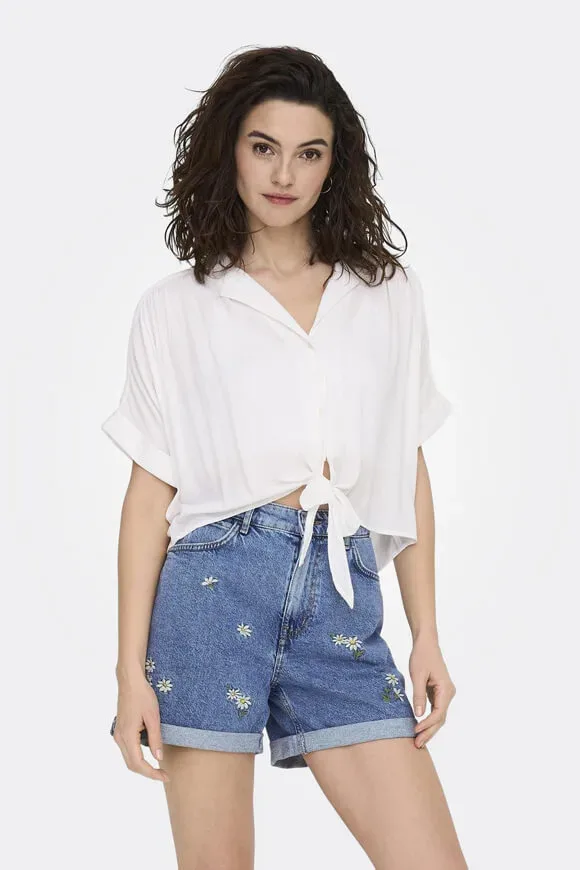 Only Paula Bluse aus Seersucker - White M Damen