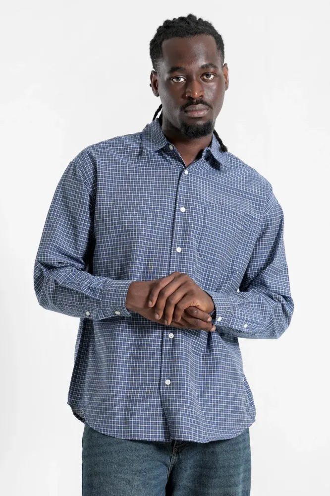 Redefined Rebel RRADAM Oversize Karohemd - Blue S Herren