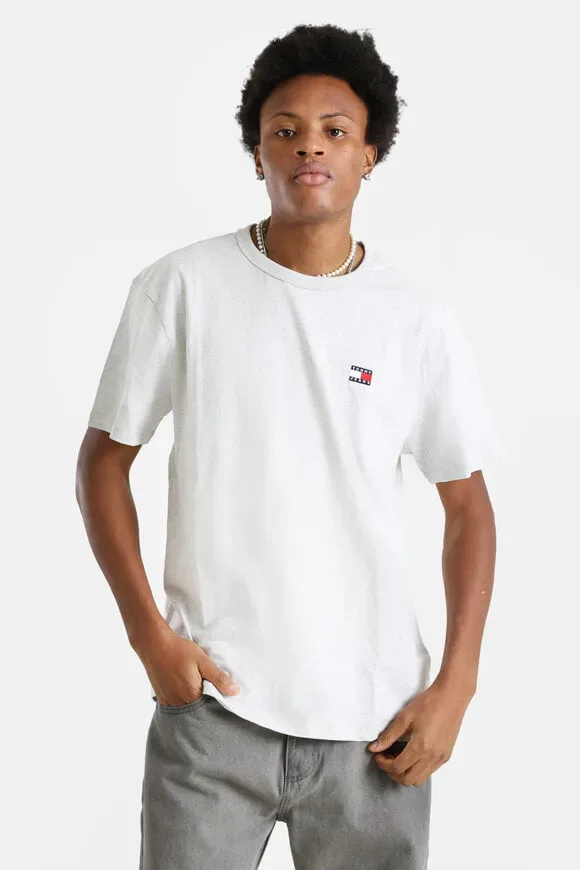Tommy Jeans Badge T-Shirt - Silver Grey Heather S Herren
