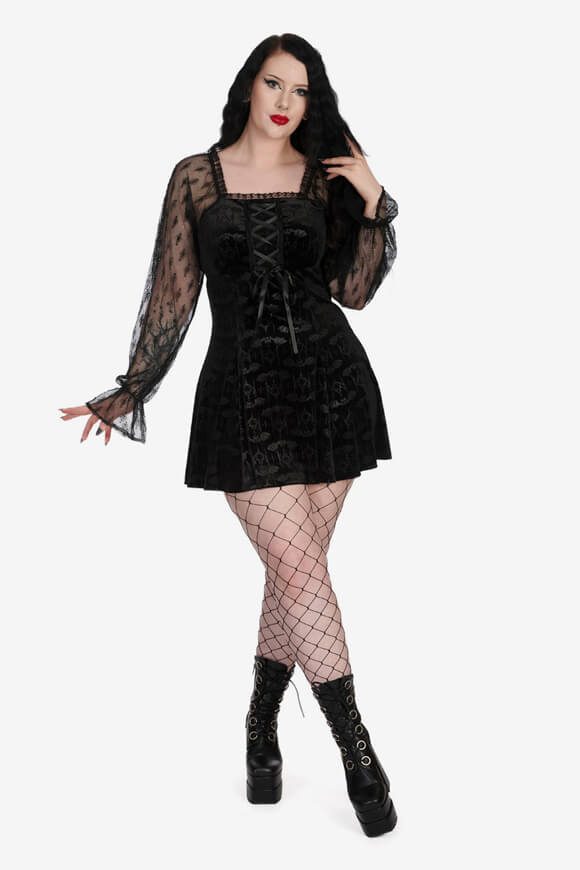 Banned Bloodlettering Samt Minikleid - Black S Damen