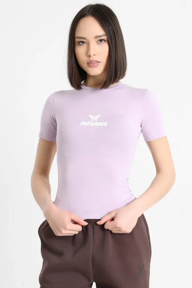 Felicious Crop T-Shirt - Bright Lavender L Damen