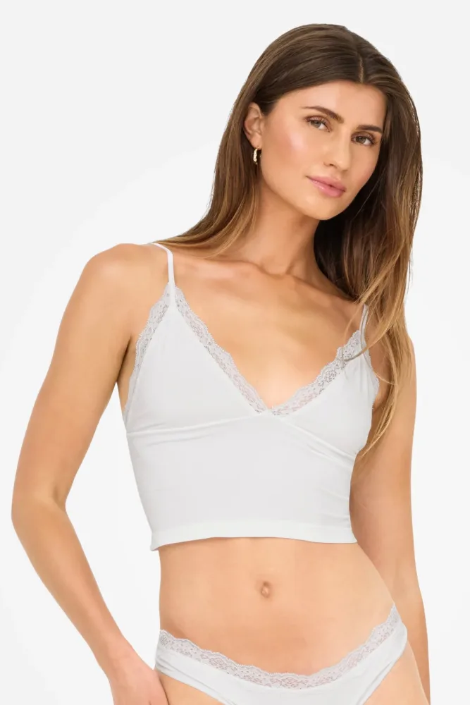 Only ONLVICKY Crop Trägertop - Bright White M/L Damen