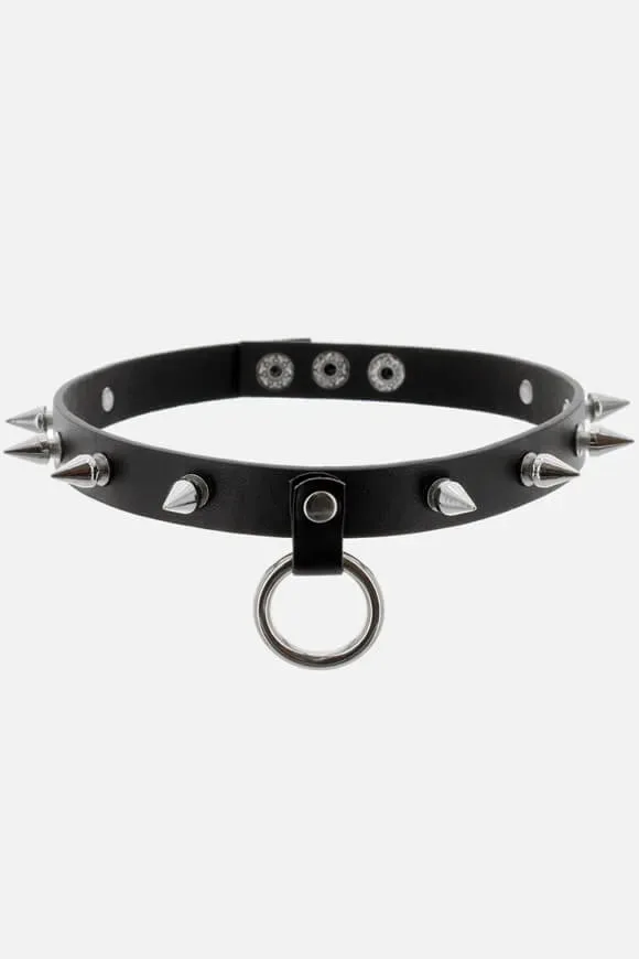 Banned Nieten Choker - Schwarz Einheitsgroesse Damen