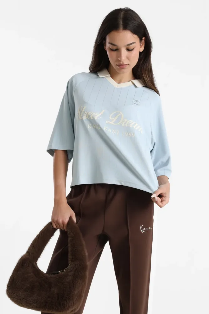 Karl Kani OG Shadow Soccer Jersey T-Shirt - Light Blue M Damen