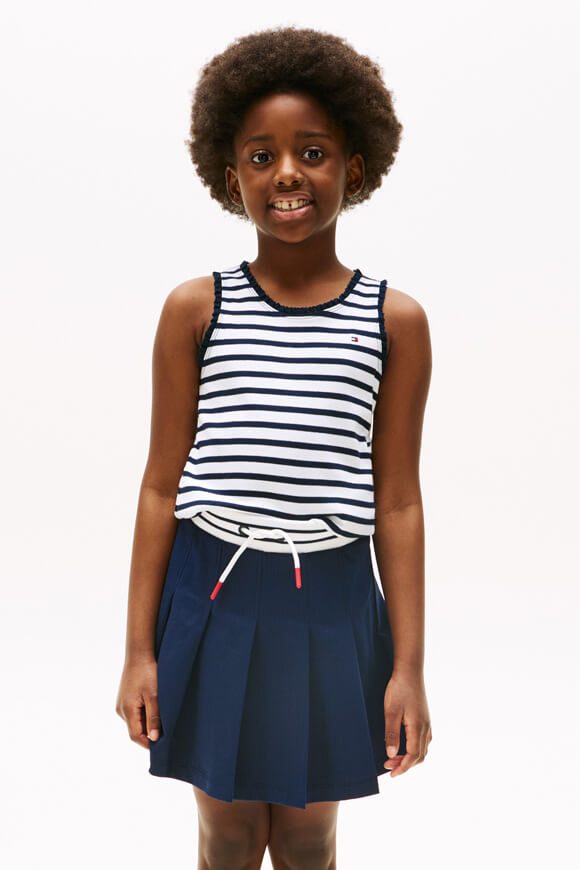 Tommy Hilfiger Essential geripptes Tanktop - White + Navy 10 Kids