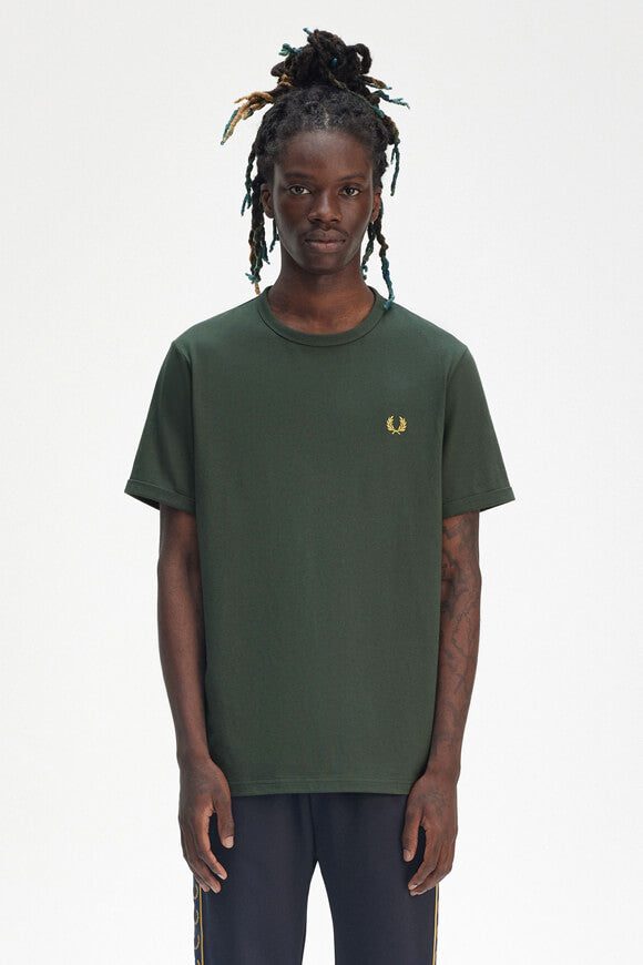 Fred Perry Ringer T-Shirt - Court Green M Herren