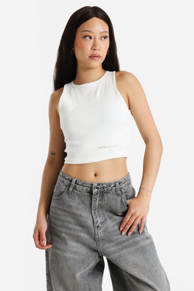 Pegador Geripptes Crop Tanktop - Warm White XS Damen