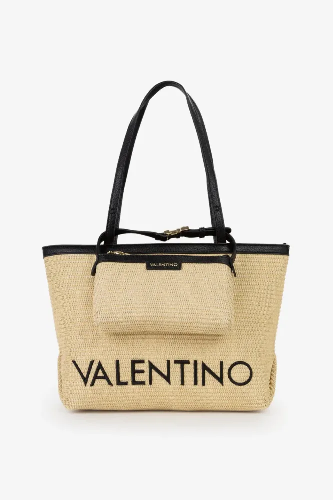Valentino by Mario Valentino Maiam Stroh Shopper - Natural + Black Einheitsgroesse Damen