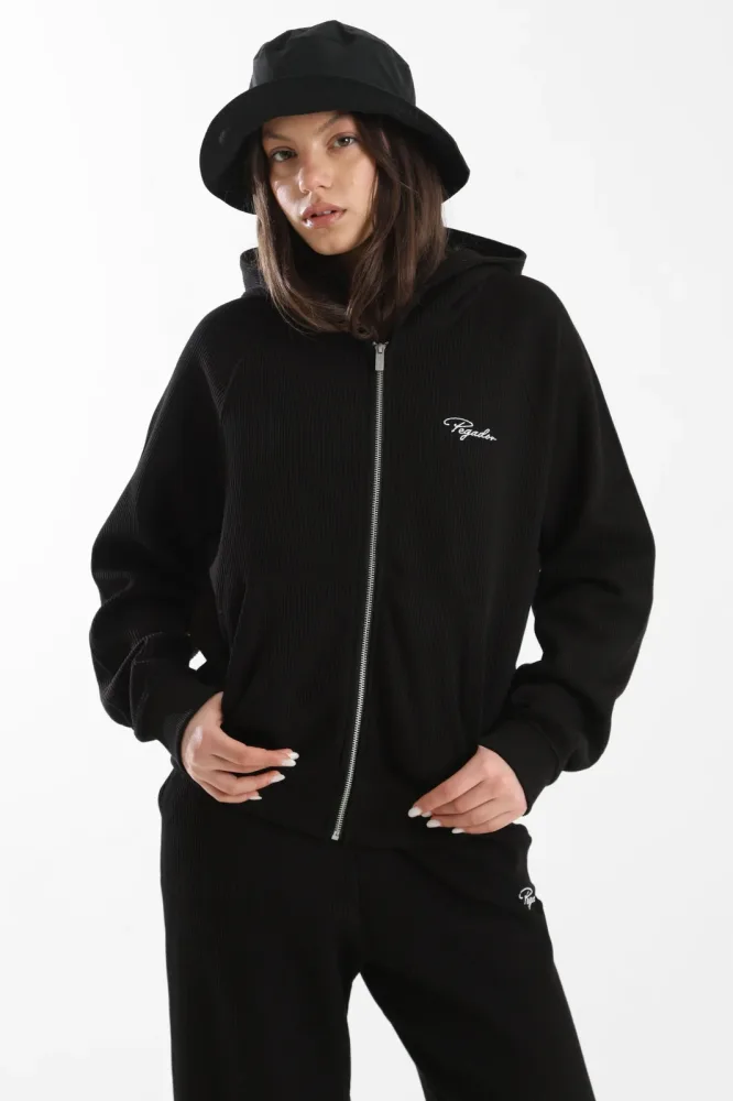 Pegador Strukturierte Trainingsjacke - Washed Black S Damen