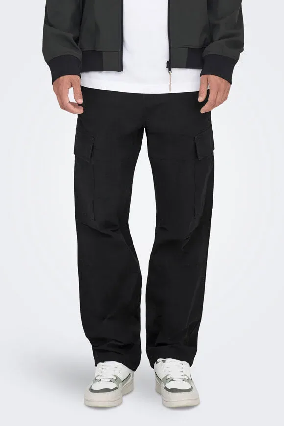 Only & Sons Ray Loose Fit Cargohose L32 - Black 29/32 Herren
