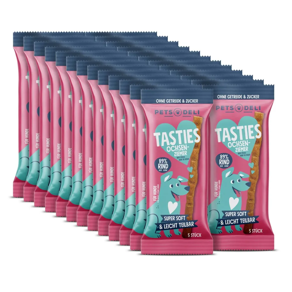 Snack Tasties Ochsenziemer für Hunde - 25x75g