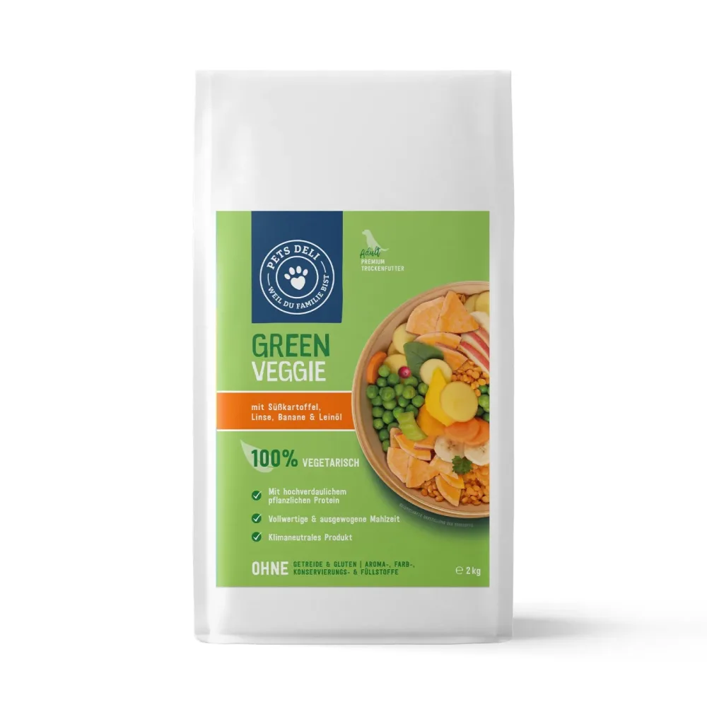 Trockenfutter Green Veggie mit Süßkartoffel, Linse, Banane & Leinöl für Hunde - 4kg