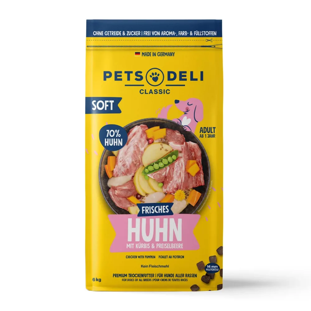 Trockenfutter Soft Huhn mit Kürbis & Preiselbeere für Hunde - 6kg
