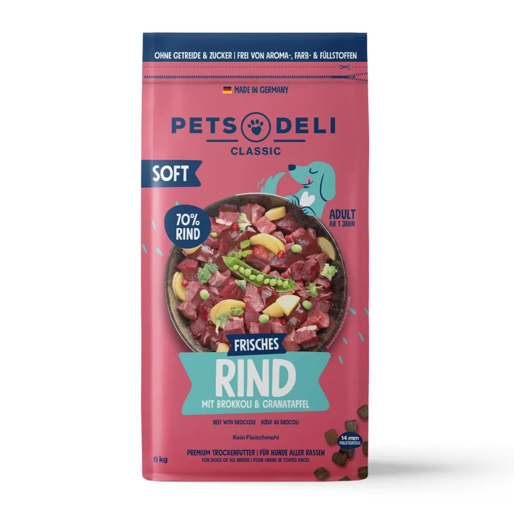Trockenfutter Soft Rind mit Brokkoli & Granatapfel für Hunde - 6kg