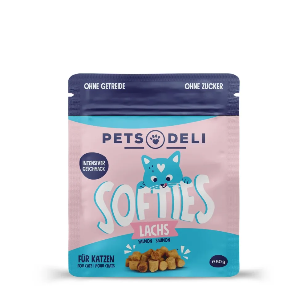 Premium Soft Snack Minis für Katzen Lachs 50g von Pets Deli