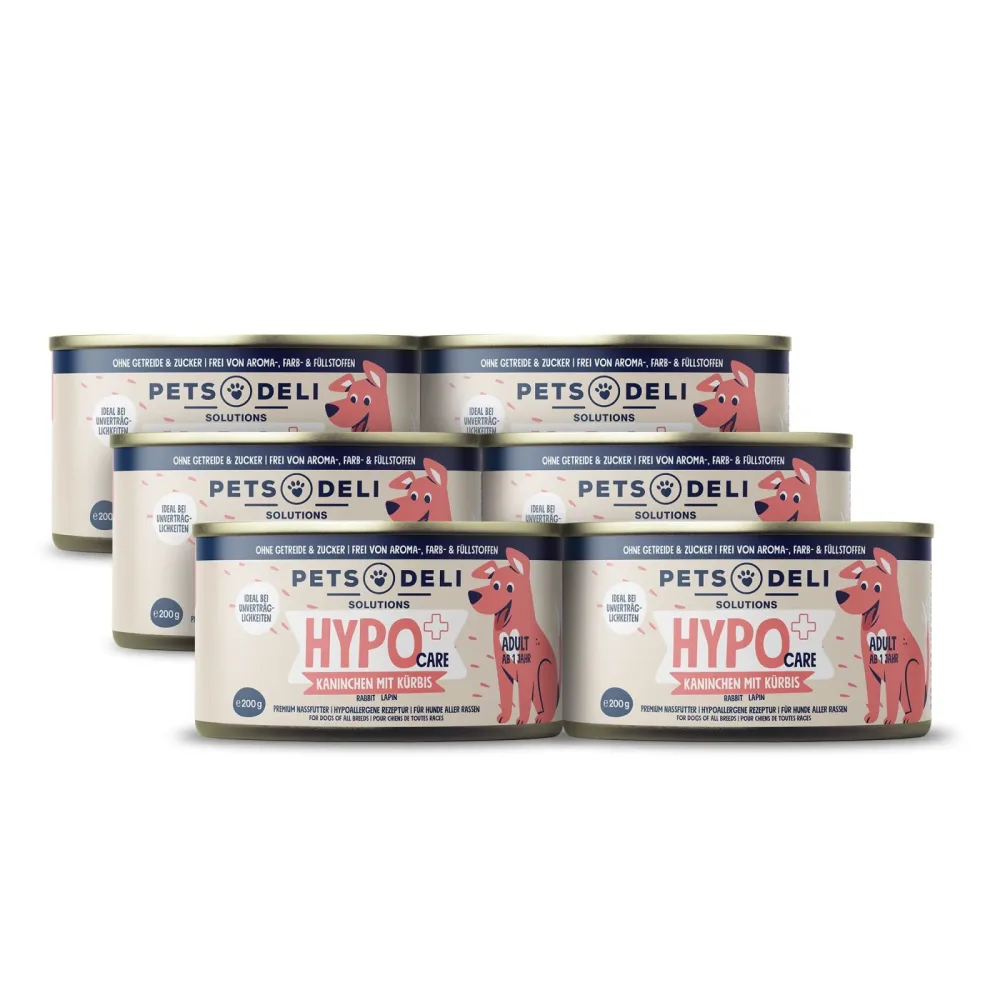 Nassfutter Hypocare Kaninchen mit Kürbis & Leinöl für Hunde - 6x200g