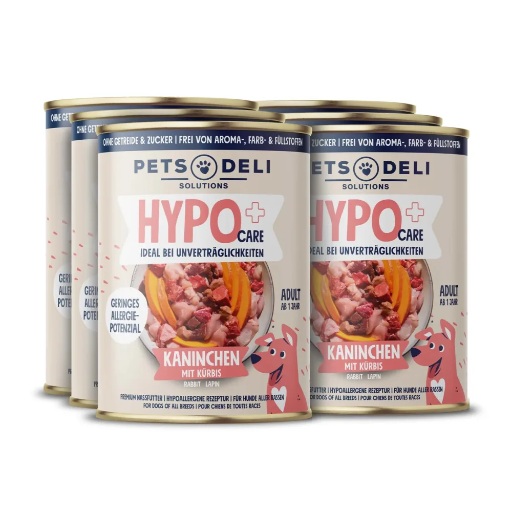 Nassfutter Hypocare Kaninchen mit Kürbis & Leinöl für Hunde - 6x400g