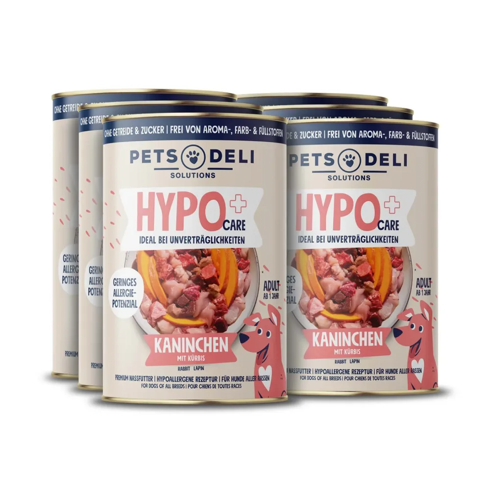 Nassfutter Hypocare Kaninchen mit Kürbis & Leinöl für Hunde - 6x800g