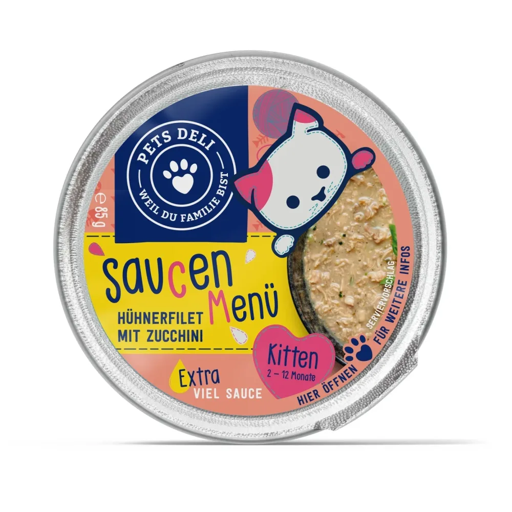 Einzeldose Nassfutter Junior Saucenmenü Huhn mit Zucchini für Katzen - 85g / Einzeldose