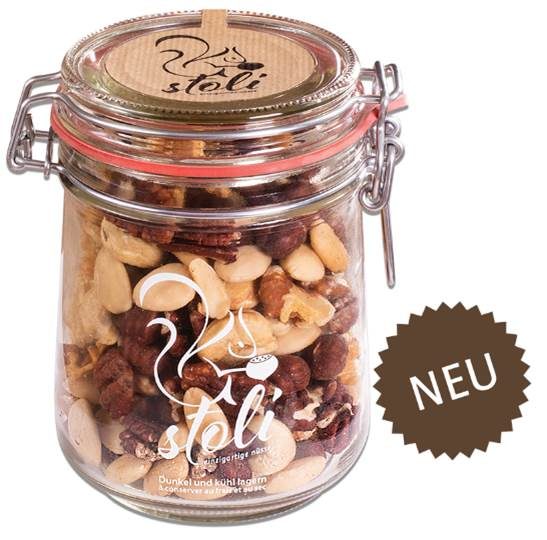 Apéro-Nussmix ungesalzen im Drahtbügelglas