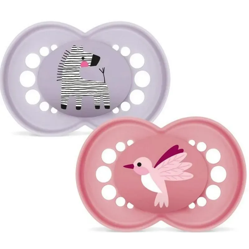 MAM Original Nuggi Silikon, 6-16 Monate, pink/lila (2 Stk)