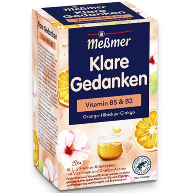 Messmer Klare Gedanken Früchte- und Kräutertee Orange-Hibiskus-Gingko (16 Beutel)