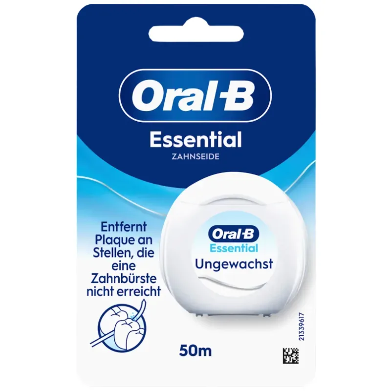 Oral-B - ssentialfloss Zahnseide Ungewachst, Essentialfloss ungewachst, 50m