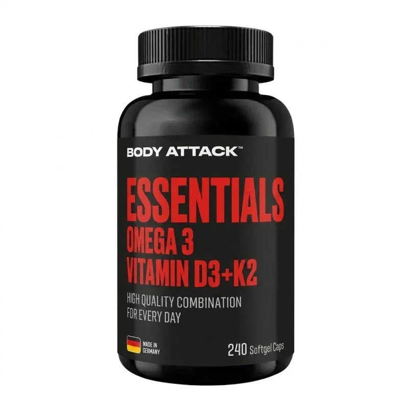 Body Attack Essentials Omega 3 Vitamin D3+K2 Kapseln (240 Stk)