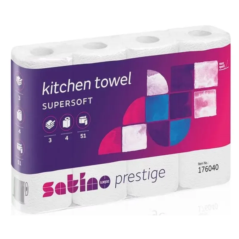 CWS Satino Prestige Zellstoff-Haushaltpapier-Rollen, 3-lagig, weiss (32 Stk)