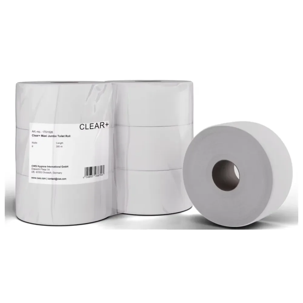 CLEAR+ by CWS Toilettenpapier Maxi Jumbo-Rollen, 2-lagig (6 Stk)